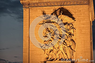 Paris Arc de Triomphe night Editorial Stock Photo