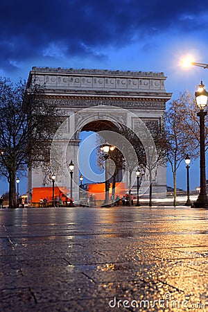 Paris, Arc de Triumph in evening , France Stock Photo