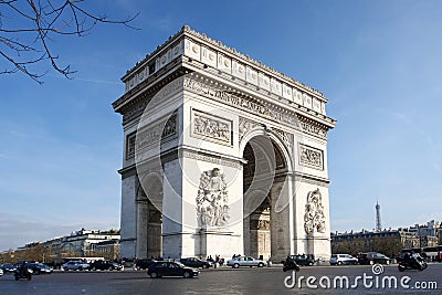 Paris, Arc de Triumph in spring time Stock Photo