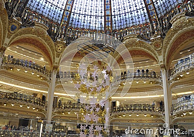 Paris,August 17,2013- Galeries La Fayette interior Editorial Stock Photo