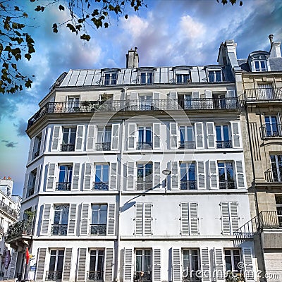 Paris, beautiful buildings, boulevard Voltaire Stock Photo