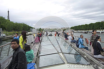 Paris boat tour on the river Seine Editorial Stock Photo