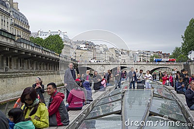 Paris boat tour on the river Seine Editorial Stock Photo