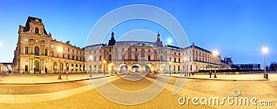 Paris - bridge Royal and Louvre palace Editorial Stock Photo