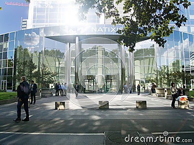 Paris business district of La Defense and the building of the Corporation Editorial Stock Photo