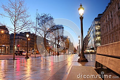 Paris Champs Elysee street in the evening Stock Photo