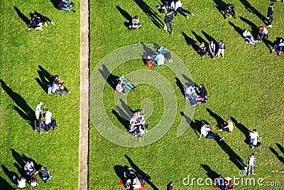 PARIS - CIRCA JUNE 2014 : Top view on Champs de Mars in Paris from Eiffel tower Editorial Stock Photo