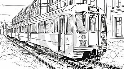 Paris City Coloring Page: Vienna Secession Style Train In Urban Scenes Stock Photo