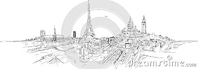 PARIS city panoramic sketch Stock Photo