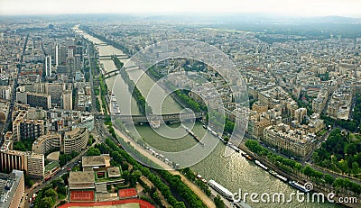 Paris city and seine river view from Eiffell tower Stock Photo