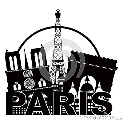 Paris City Skyline Silhouette Circle Black And Whi Stock Vector - Image ...