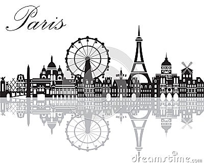 Paris City Skyline vector 2 Vector Illustration