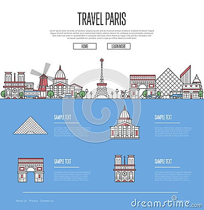 Paris city travel vacation guide Vector Illustration