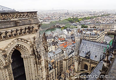 Paris Cityscape from top of Notre Dame Stock Photo