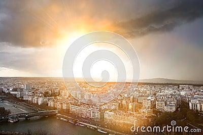 Photo of Paris city space with sunshine Stock Photo