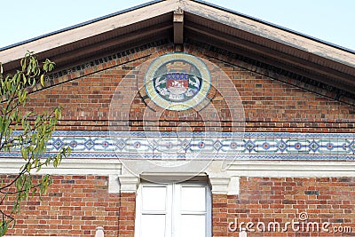 Paris coat of arms, Fluctuat Nec Mergitur motto, on facade Stock Photo