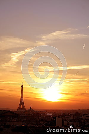 Paris effel neighborhood at sunset Stock Photo