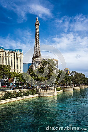 Paris Effel Tower and Ballys hotel, The Strip, Las Vegas Boulevard, Las Vegas, Nevada, USA, North America Editorial Stock Photo