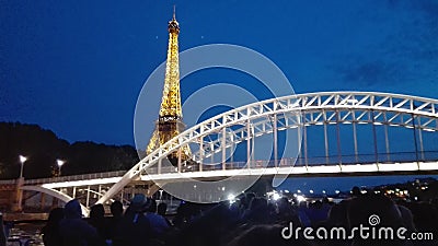 Paris eiffel tower + bridge Editorial Stock Photo