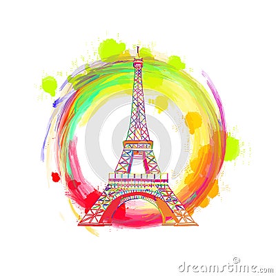Paris Eiffel Tower Drawing Concept Vector Illustration