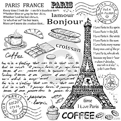 Paris Eiffel Tower Vector Illustration
