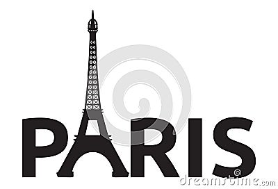 Paris - Eiffel Tower retro card Vector Illustration