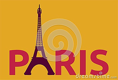 Paris - Eiffel Tower retro card Vector Illustration