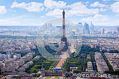 Paris Eiffel tower and skyline aerial France Stock Photo