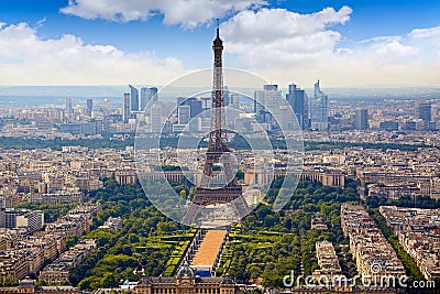 Paris Eiffel tower and skyline aerial France Stock Photo