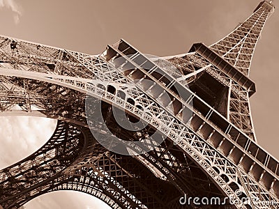 Paris Eiffel Tower Tilted Stock Photo