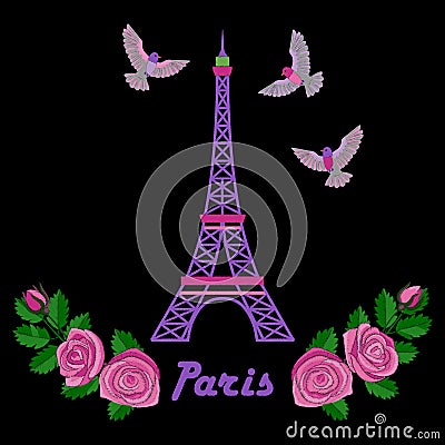 Paris embroidery pattern Vector Illustration