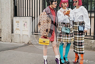 Paris fashion week street style Editorial Stock Photo