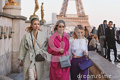 Paris Fashion Week - street style - PFWAW19 Editorial Stock Photo