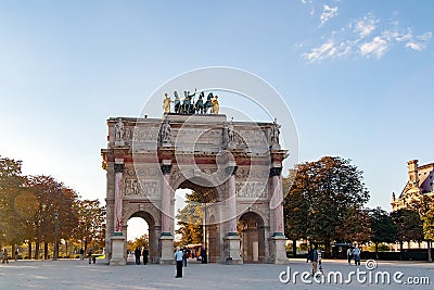 PARIS, FRANCE APRIL 22. Arc de Triomphe du Carrousel Editorial Stock Photo