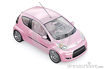 Paris. France. April 13, 2022. Citroen C1 2010. Pink ultra compact city car for the cramped streets of historic cities Editorial Stock Photo