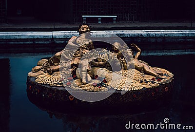 A magnificent fountain with the Roman goddess Ceres, located within the gardens of the Palace of Versailles Editorial Stock Photo