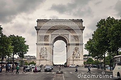 Arc de Triomphe - Arch of Triumph, Paris Editorial Stock Photo