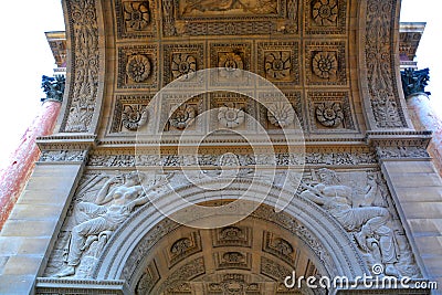 Arch Triumph Carrousel in Paris, details Editorial Stock Photo