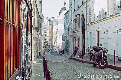 Paris, France. The architecture of the city and streets, beautiful houses and the city. postcard Editorial Stock Photo