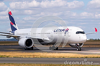 Latam Airlines Airbus A350 airplane at Paris Charles de Gaulle Editorial Stock Photo