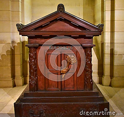 Tomb of Rousseau at the Pantheon. Paris, France. Editorial Stock Photo