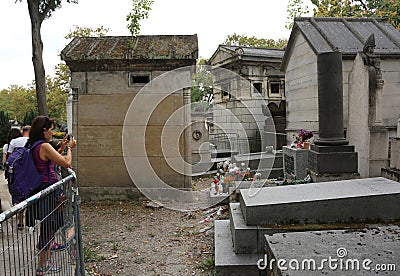 Paris, France - August 21, 2018: Tomb of the famous singer Jim M Editorial Stock Photo