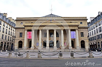 Odeon Theatre de lâ€™Europe. Neoclassical facade. Paris, France. Editorial Stock Photo