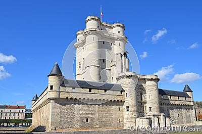 Chateau de Vincennes is a massive 14th and 17th century French royal fortress Editorial Stock Photo