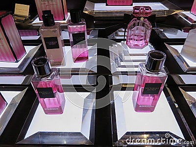 Victoria`s Secret Bombshell fragrance on display for sale Editorial Stock Photo