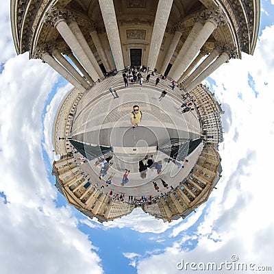 Panoramic view of tourists outside of the Phanteon Editorial Stock Photo