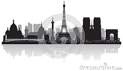 Paris France city skyline silhouette Vector Illustration