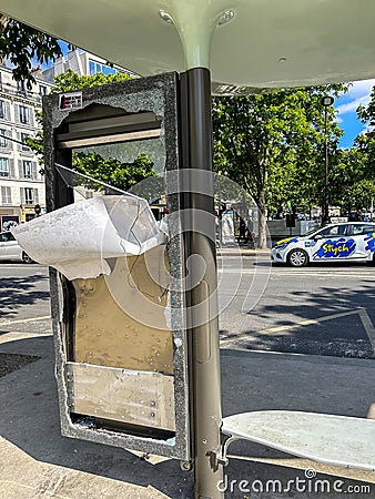 Paris, France, Damage to CIty After Anti-Government, Anti-Macron, Anti-Retirement Law Reform Demonstrations Editorial Stock Photo