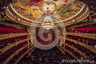 The Palais Garnier, Opera of Paris, interiors and details Editorial Stock Photo