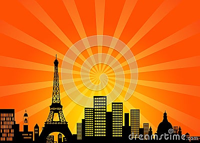 Paris France Downtown City Skyline Stock Photo